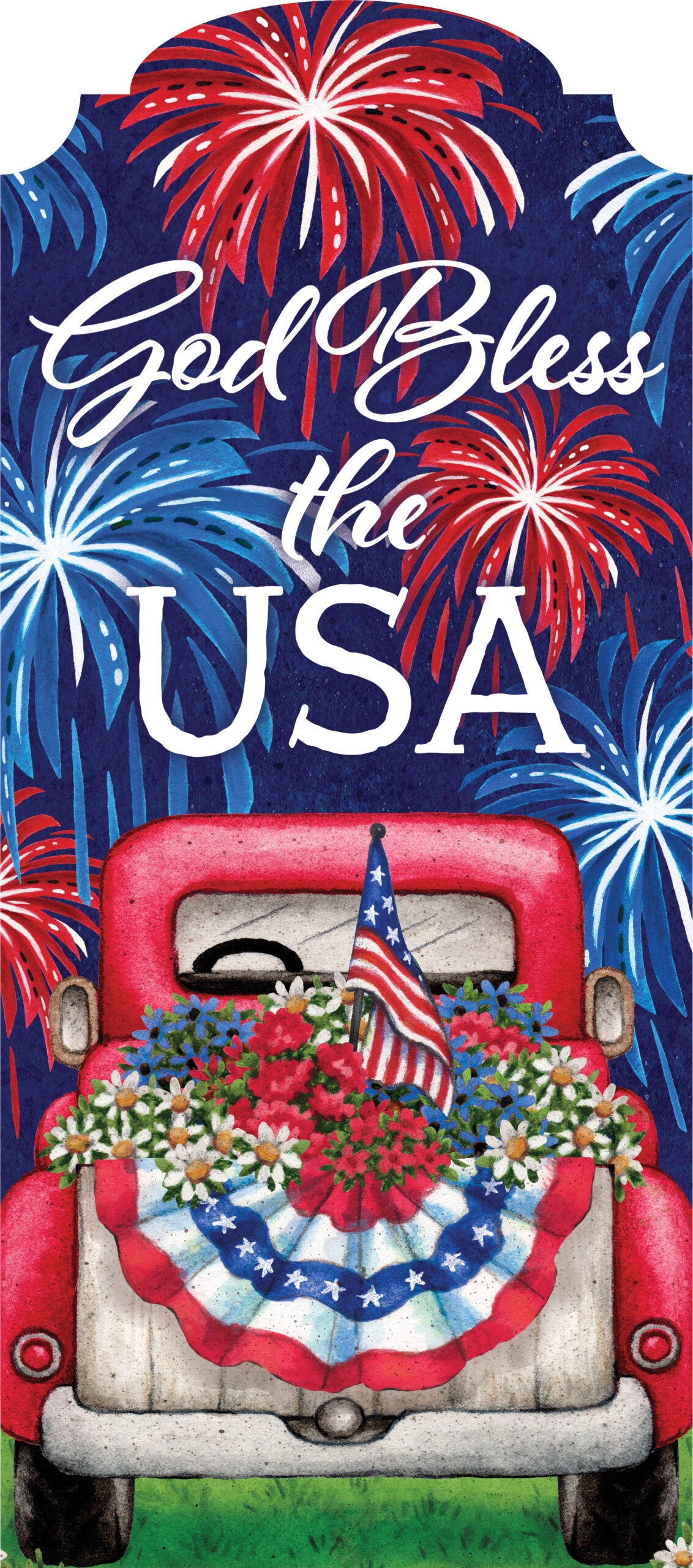 3070 Custom Decor Patriotic Truck Yard Sign