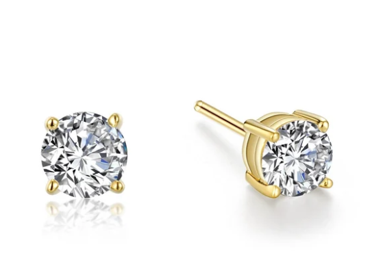 E0108CLG Lafonn Gold Plated Sterling Silver 1.50CTW Lassaire Stone Stud Earrings 0