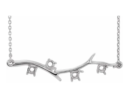 Sterling Silver 4 Stone Family Branch Necklace