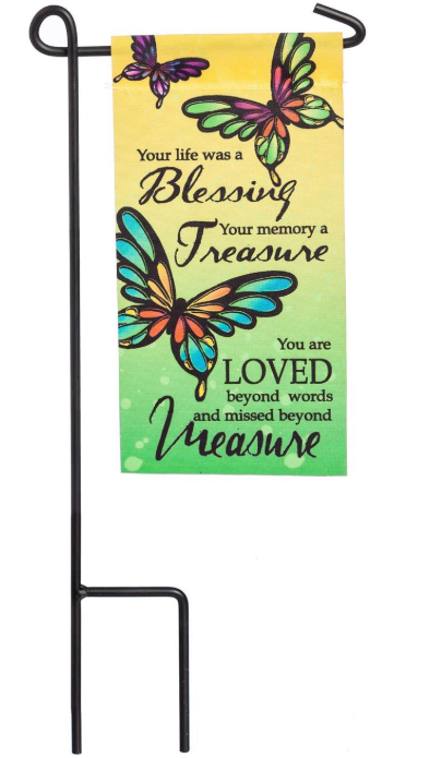 P2598 Evergreen Memorial Mini Flag Butterfly