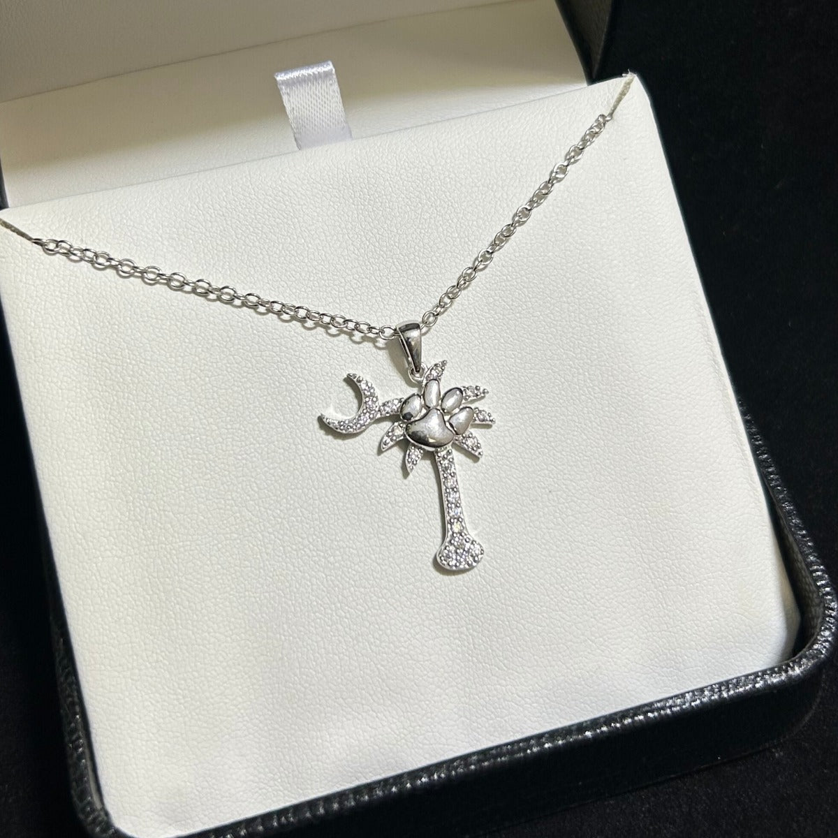 Sterling Silver Cubic Zirconia Palmetto Paw Necklace
