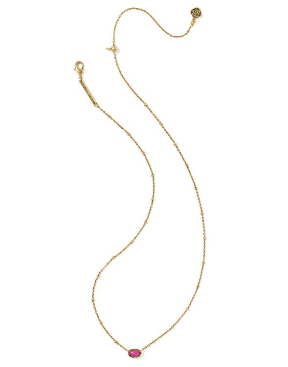 Kendra Scott Mini Elisa Satellite Short Necklace in Vintage Gold Dark Fuchsia Variegated Magnesite