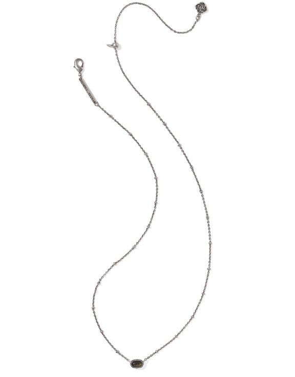 Kendra Scott Mini Elisa Satellite Short Necklace in Vintage Silver Golden Obsidian