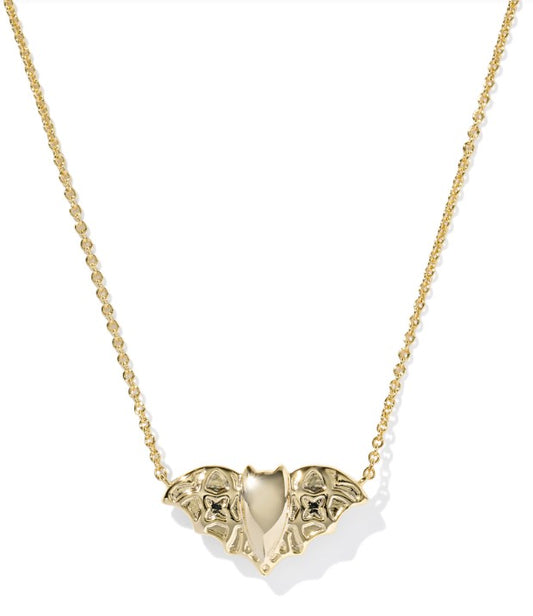 Kendra Scott Bat Short Necklace in Gold Golden Obsidian