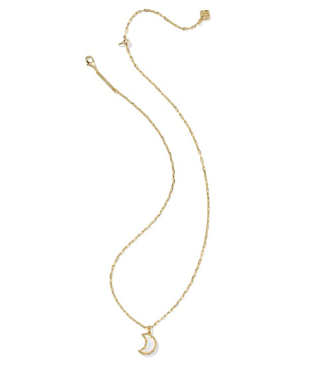 Kendra Scott Moon Short Necklace in Gold White Opalescent Resin