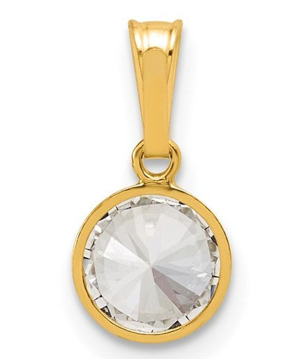 14K Gold Filled 6.75mm Cubic Zirconia Bezel Pendant