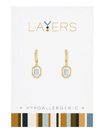 Layers Gold Emerald Cut Cubic Zirconia Huggie Earrings