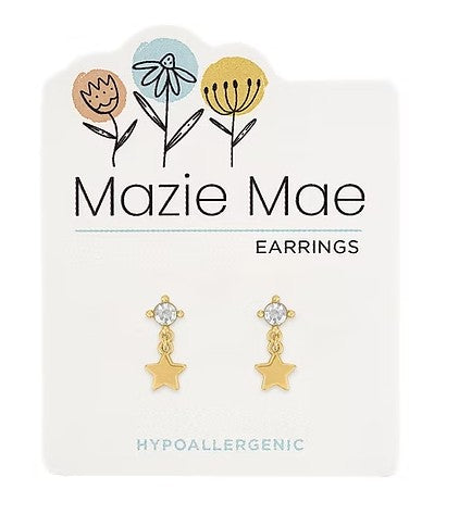 Mazie Mae Gold Cubic Zirconia Star Drop Stud Earrings