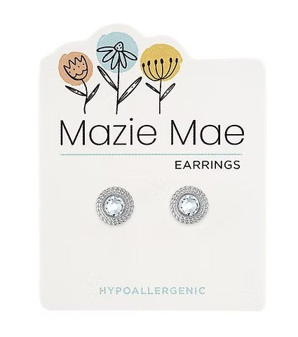 Mazie Mae Silver Braided Cubic Zirconia Stud Earrings