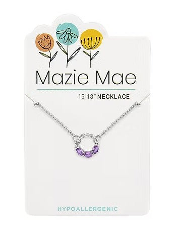 Mazie Mae Silver Half Tanzanite Open Circle Necklace