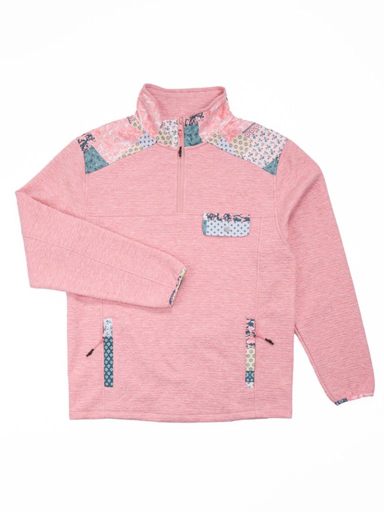 PP-0225-YTH-QTRZIP-ARIA-PETAL Youth Simply Southern Aria Quarter Zip - Petal