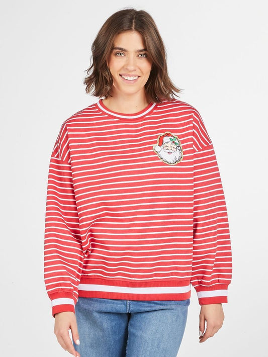 Simply Southern Holiday Varsity Crewneck - Santa