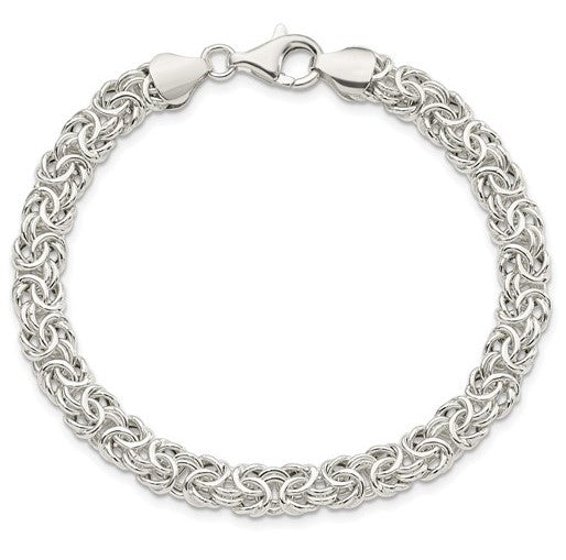 Sterling Silver 6.67mm Polished Byzantine Link Bracelet - 7.5"