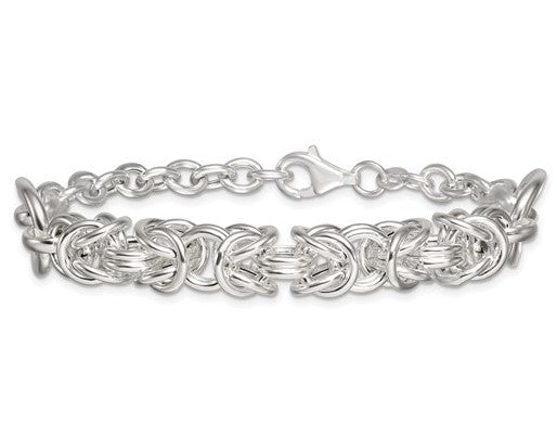 Sterling Silver Polished Fancy Byzantine Center Bracelet - 7.5"