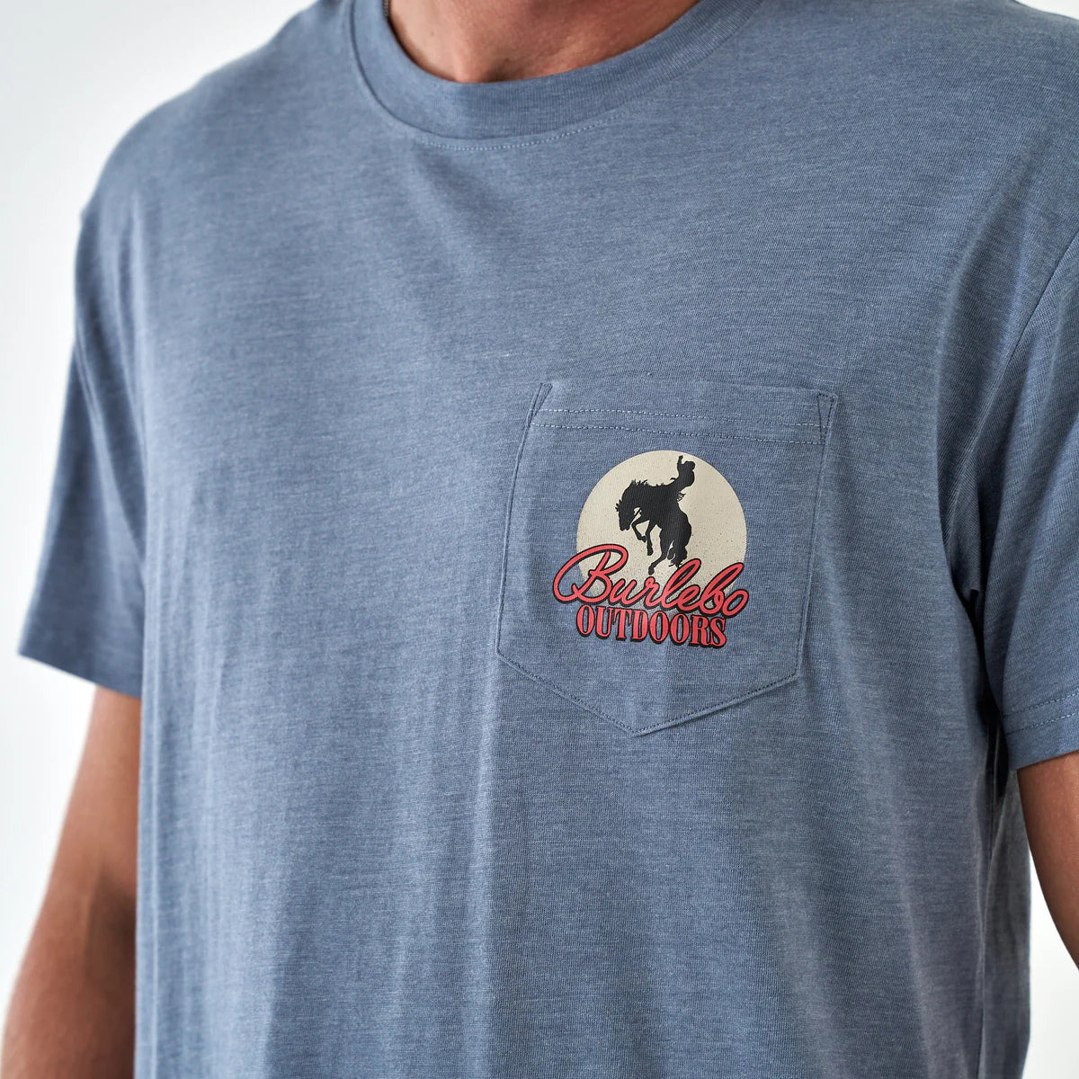 Burlebo Short Sleeve Tee - Moonlit Cowboy - Heather Blue Jean