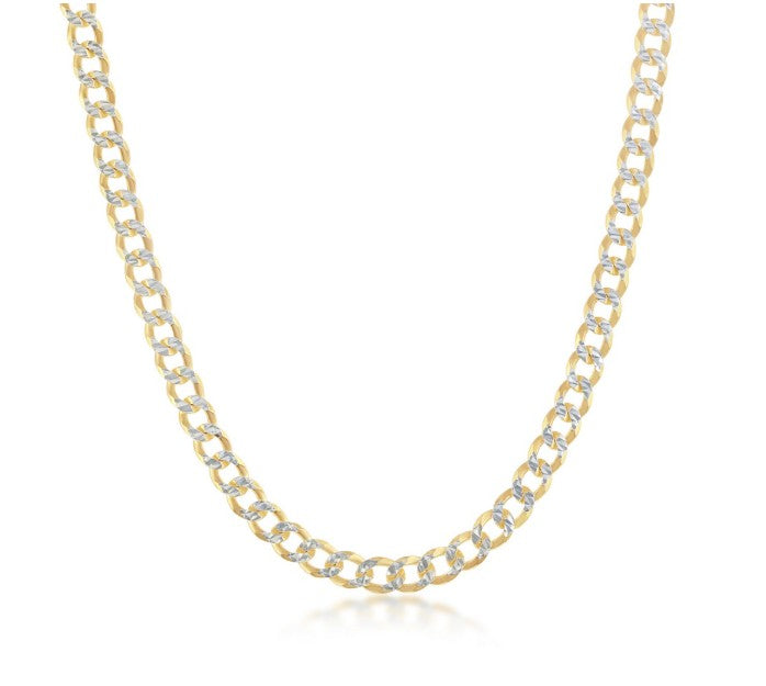 Sterling Silver Gold Plated 4.2mm Pave Cuban Chain - 22"