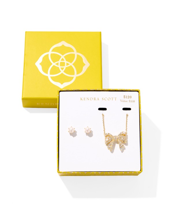 Kendra Scott Krista Bow & Ashton Gift Set in Gold White Mix