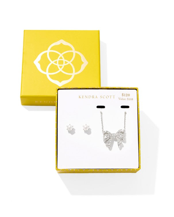 Kendra Scott Krista Bow & Ashton Gift Set in Silver White Mix