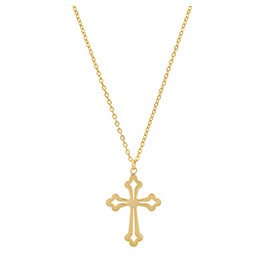 Sterling Silver Gold Plated Cross Necklace - 18"
