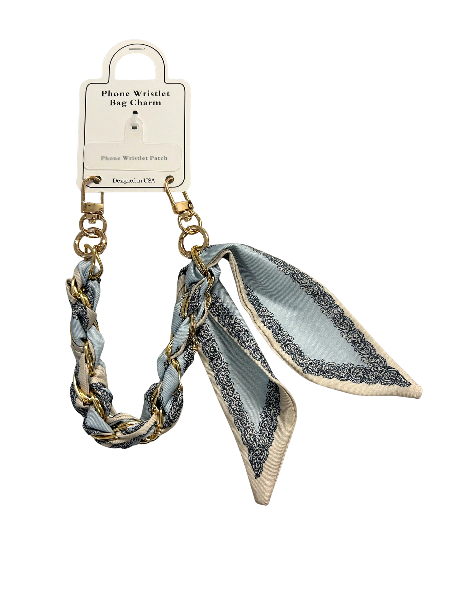 PH7129G Light Blue & Cream Phone Wristlet Bag Charm