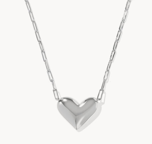 9608890594 Kendra Scott Ari Heart Statement Necklace in Silver Ivory Mother Of Pearl