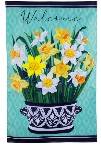 APJWCAHF225 Evergreen Delft Daffodil House Flag
