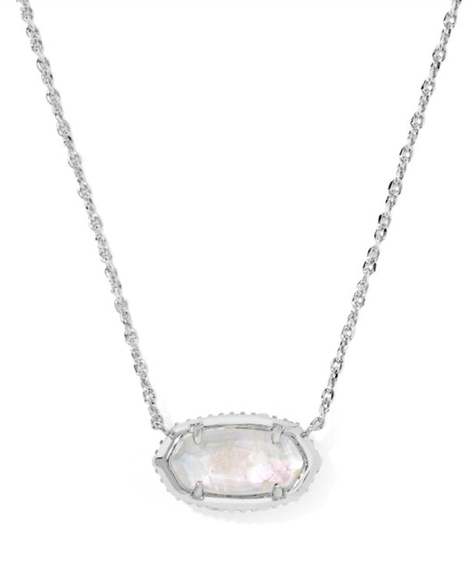 Kendra Scott Elisa Bow Pendant Necklace in Silver Iridescent Crystal Ivory Illusion