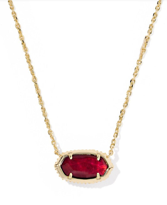 Kendra Scott Elisa Bow Pendant Necklace in Gold Dark Burgundy Illusion