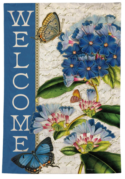 MFYL3JMHF325 Evergreen Blue Hydrangea Musings House Flag