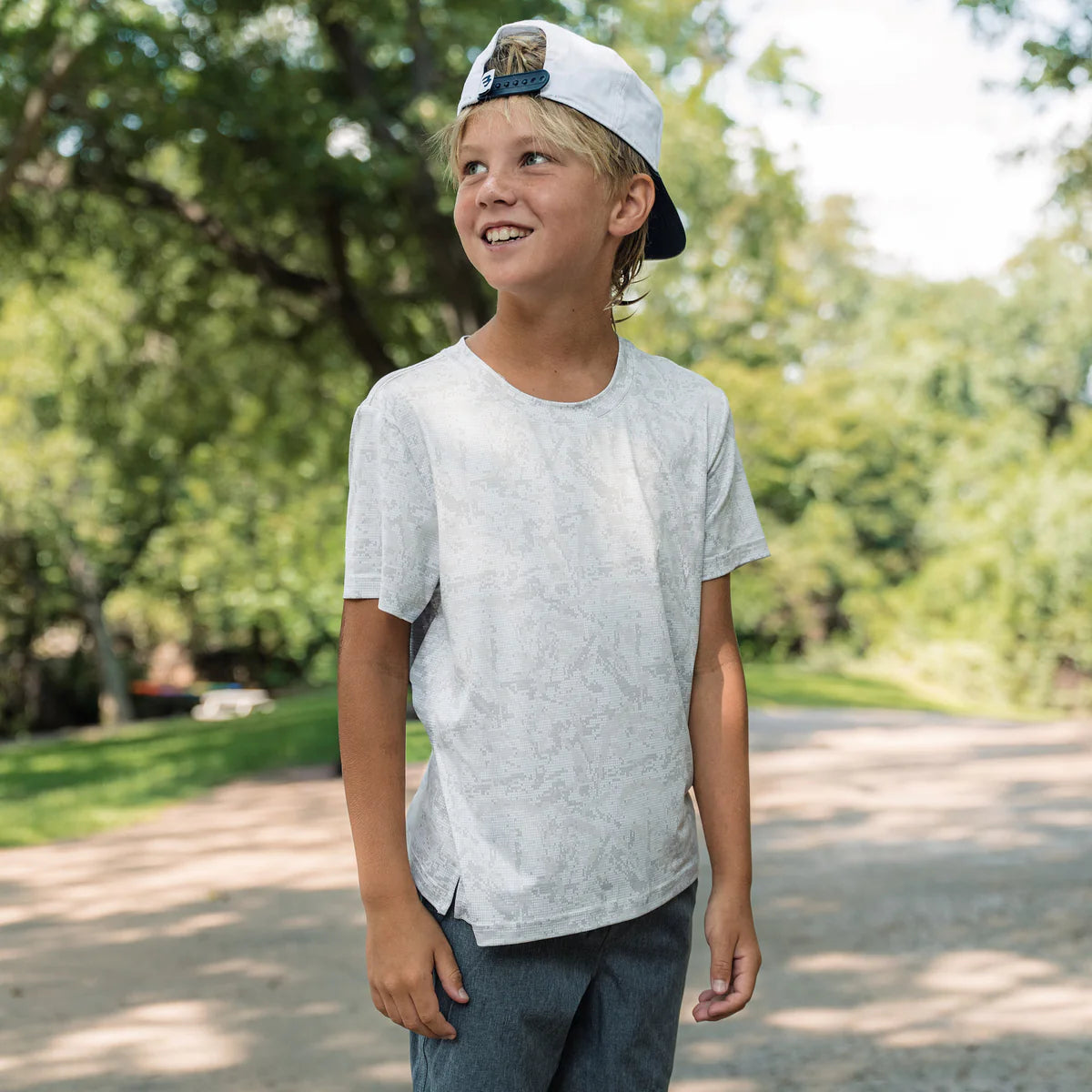 Burlebo Youth Go To Tee in Digi Camo Ivory
