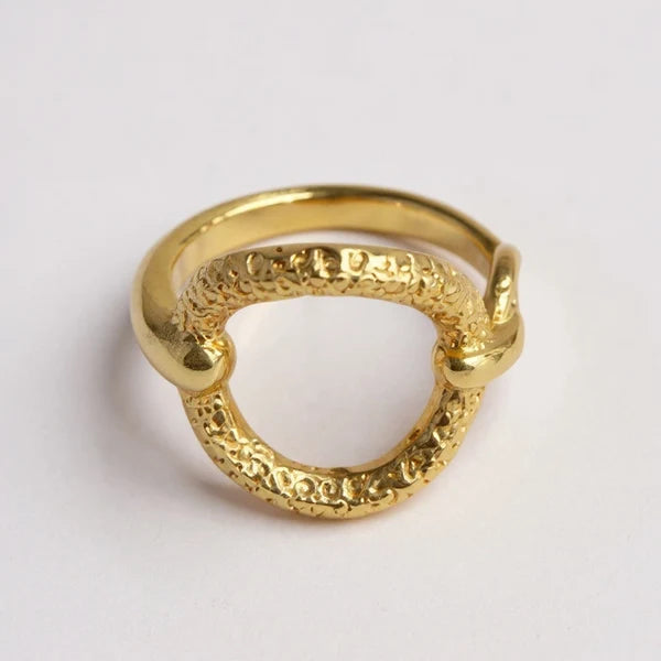 RG8193 Gold Tone Textured Circle Scarf Ring 0