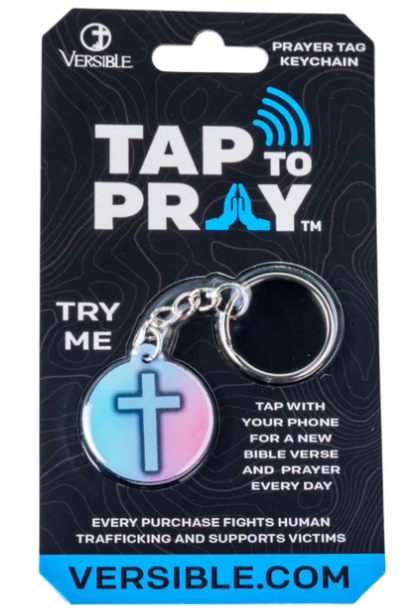100-334 Tap To Pray Acrylic Keychain Pastel + Cross