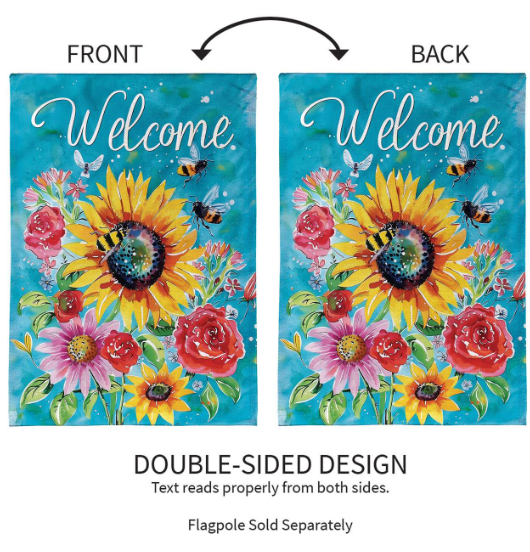 BFWX9NBHF425 Evergreen Colorful Summer Blooms House Flag