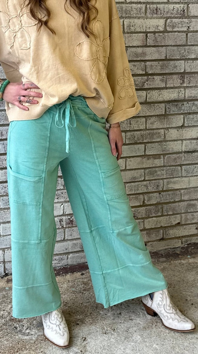 Trendy Tales Wide Leg Pants - Evergreen