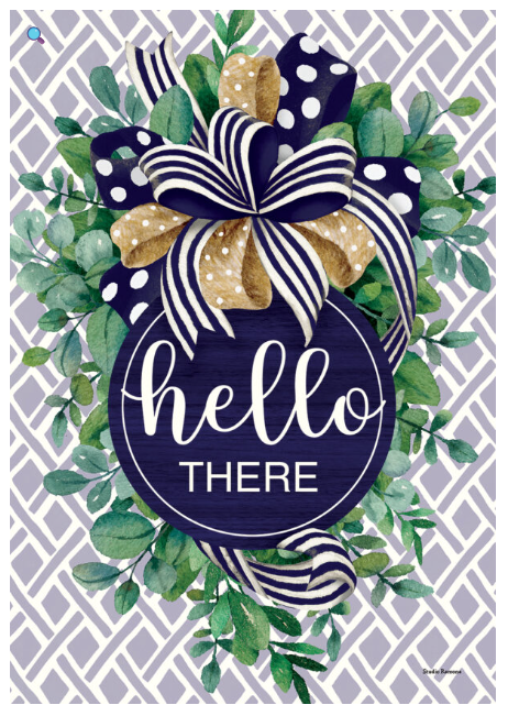 5854FL Eucalyptus on Navy Hello There House Flag