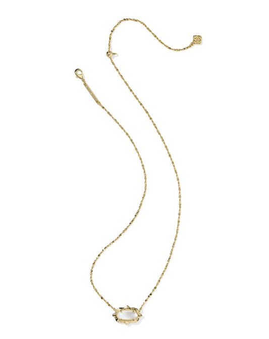 9608889252 Kendra Scott Elisa Scallop Frame Necklace in Gold Mother Of Pearl