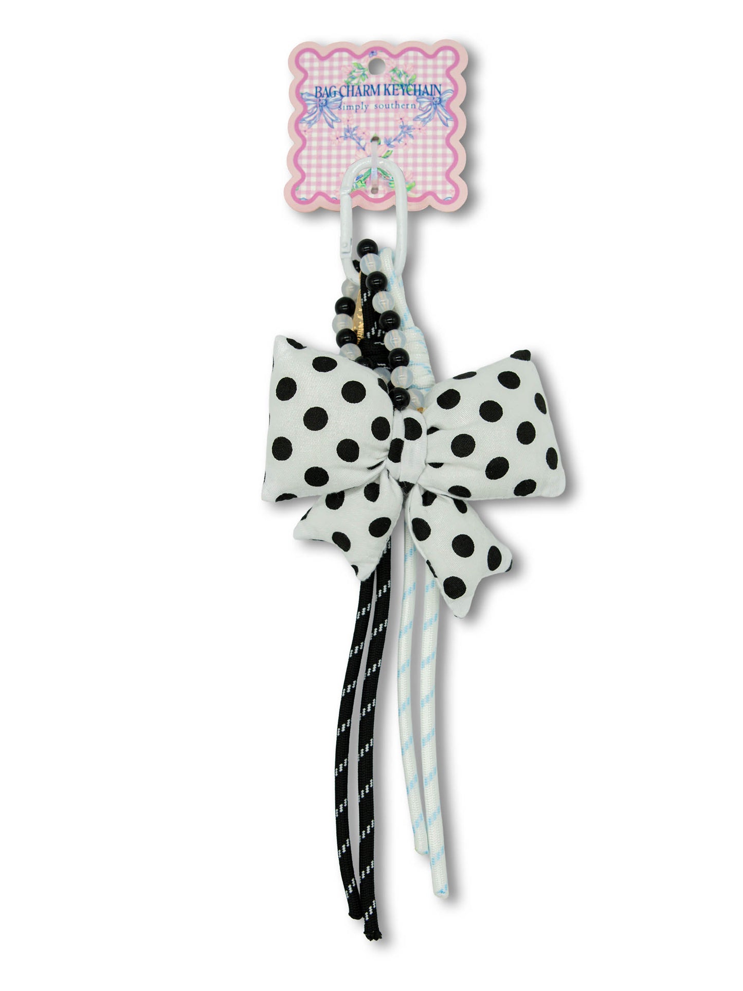 0126-BAG-CHARM-BOWS-WHT Simply Southern Bag Charm - White Bow