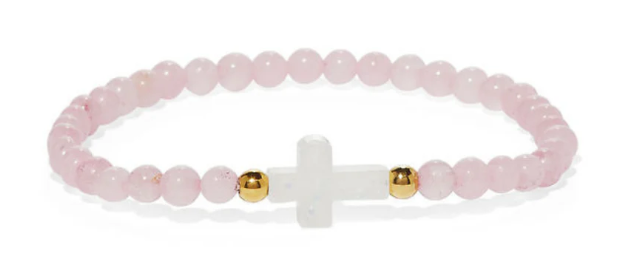 HW087 Holy Water Bracelet Rose Quartz Cross Bracelet