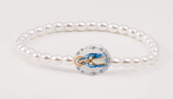 HW Holy Water Bracelet Miraculous Mary Crystal Pearl