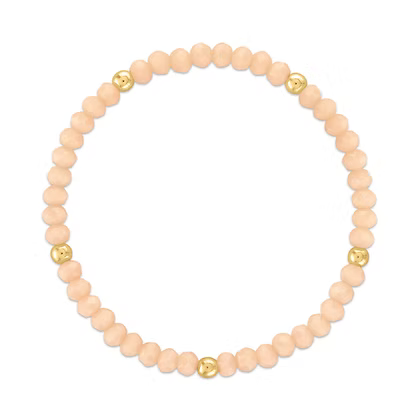 Mila-406 Mila Mix Peach with Gold Ball Stretchy Facet Bracelet