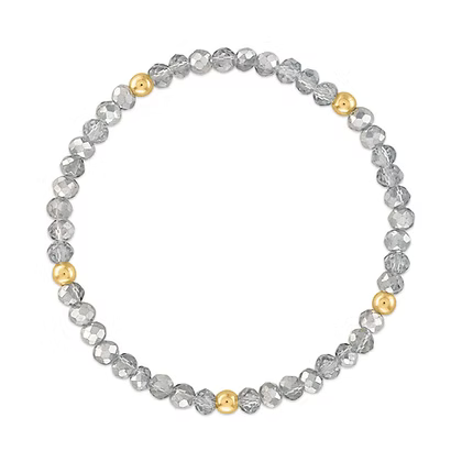 Mila-204 Mila Mix Metallic Mixed Gray with Gold Ball Facet Bracelet
