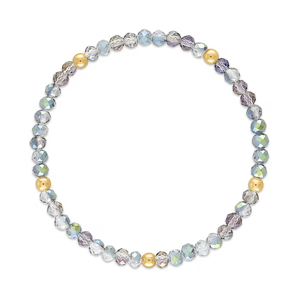Mila-206 Mila Mix Galaxy Gray with Gold Ball Stretchy Facet Bracelet