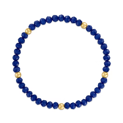 Mila-806 Mila Mix Royal Blue with Gold Ball Stretchy Facet Bracelet