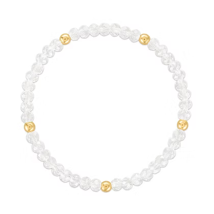Mila-202 Mila Mix Clear Crystal with Gold Ball Stretchy Bracelet