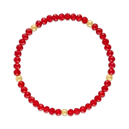 Mila-500 Mila Mix Red with Gold Ball Stretchy Facet Bracelet