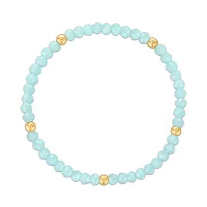 Mila-804 Mila Mix Ice Blue with Gold Ball Stretchy Facet Bracelet