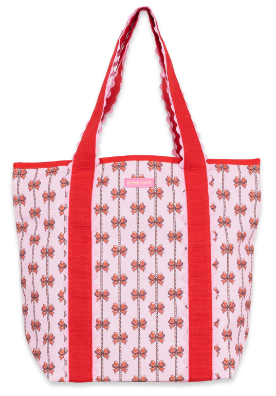 0226-BAG-TOTE-SCLP-HOL-MNTBOW Simply Southern Tote Bag Mint Bow Pattern