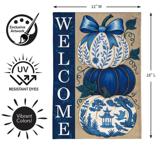 BF863YBGF525 Evergreen Chinoiserie Welcome Garden Flag 0
