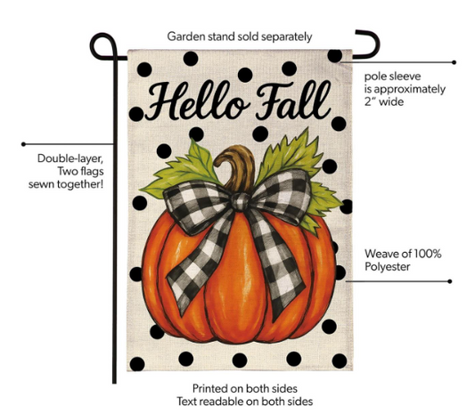 BFGCJGF25 Evergreen Checkered Bow Pumpkin Garden Flag 0