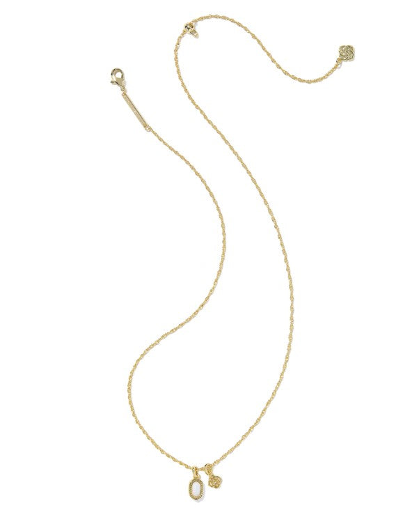 9608894018 Kendra Scott Mini Dira Necklace in Gold White Lab Grown Opal